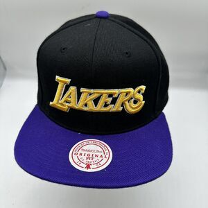 NWT Mitchell & Ness Los Angeles Lakers NBA Core Basic Script Snapback Hat Cap